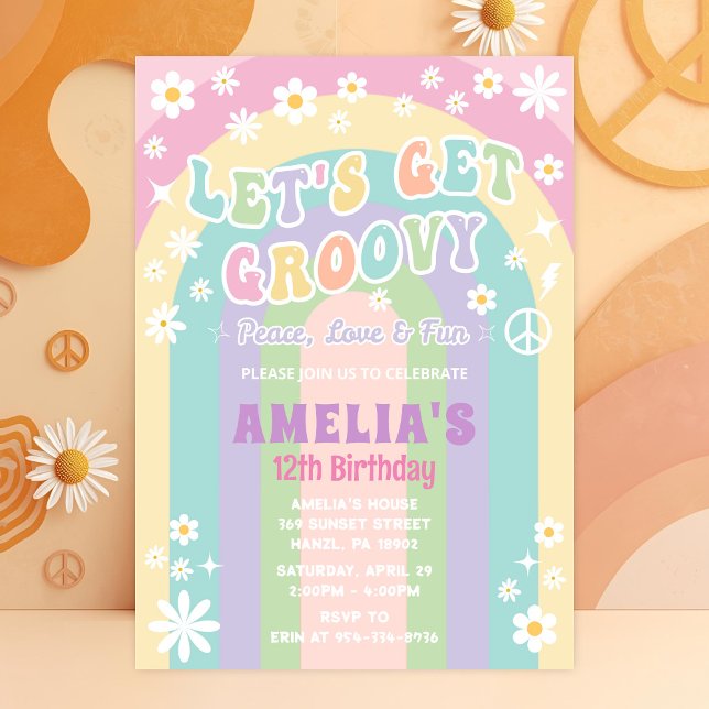 Let’s Get Groovy Birthday Invitation | Girl Retro (Creator Uploaded)