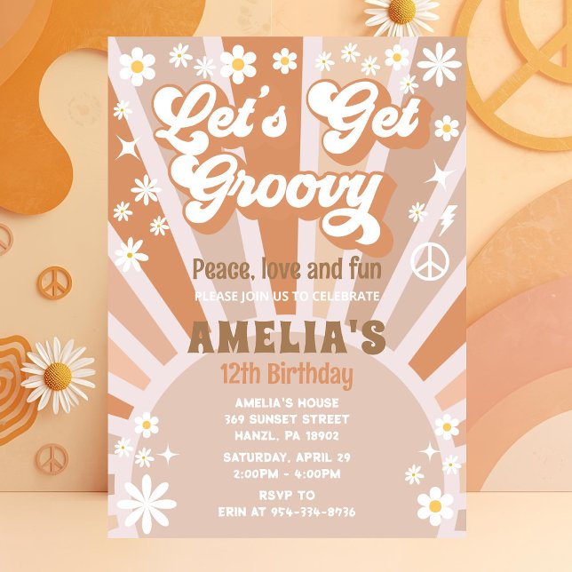 Let’s Get Groovy Birthday Invitation | Girl Retro (Creator Uploaded)