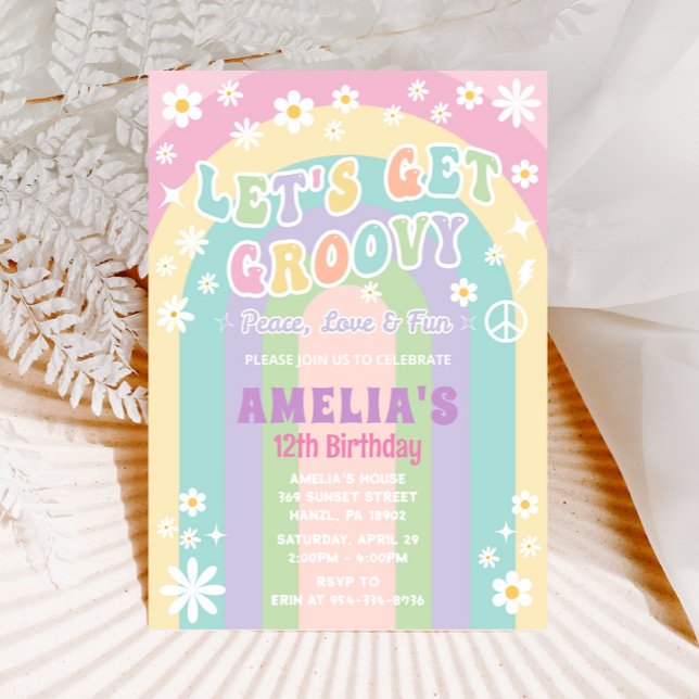 Let’s Get Groovy Birthday Invitation | Girl Retro (Creator Uploaded)