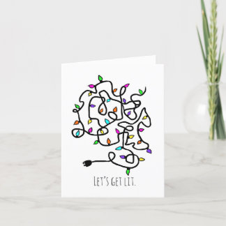 Let’s get lit Christmas card. Holiday Card