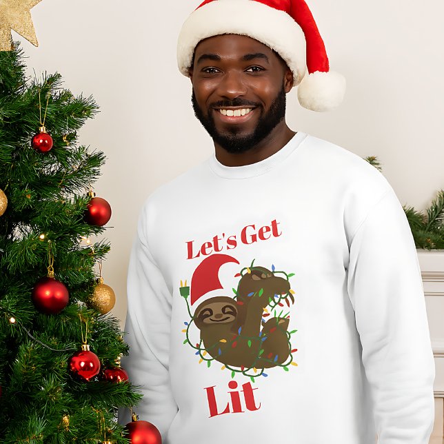 Let’s Get Lit Christmas Sloth  Sweatshirt (Creator Uploaded)