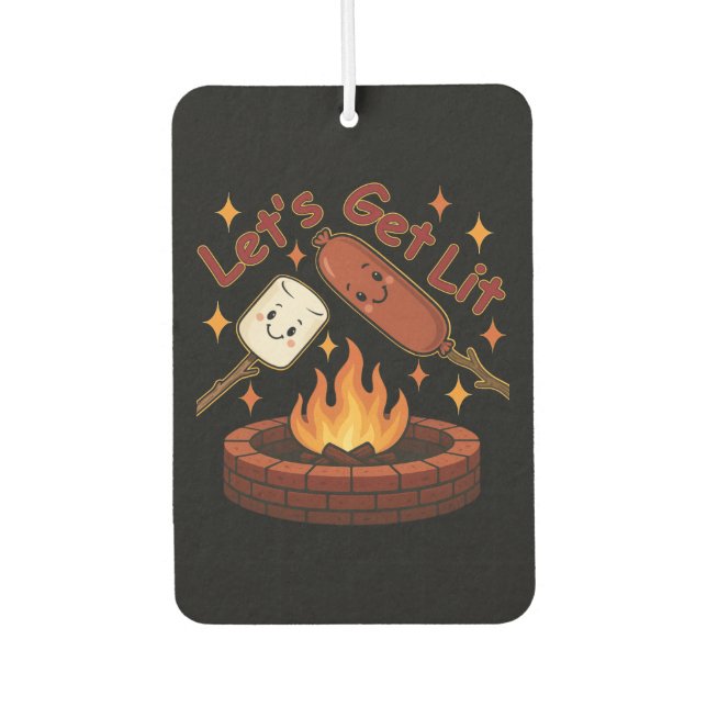 Let’s Get Lit Firepit – Cute Marshmallow & Hot Dog Air Freshener (Front)