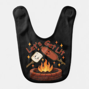 Let’s Get Lit Firepit – Cute Marshmallow & Hot Dog Baby Bib