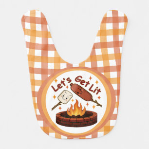 Let’s Get Lit Firepit – Cute Marshmallow & Hot Dog Baby Bib