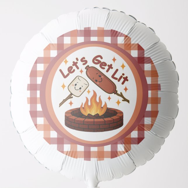 Let’s Get Lit Firepit – Cute Marshmallow & Hot Dog Balloon (Front)
