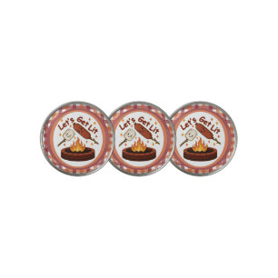 Let’s Get Lit Firepit – Cute Marshmallow & Hot Dog Golf Ball Marker
