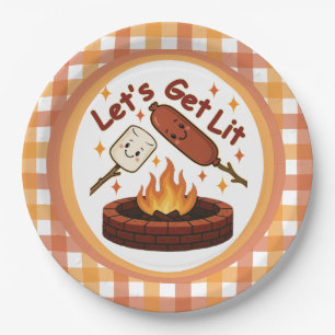 Let’s Get Lit Firepit – Cute Marshmallow & Hot Dog Paper Plates