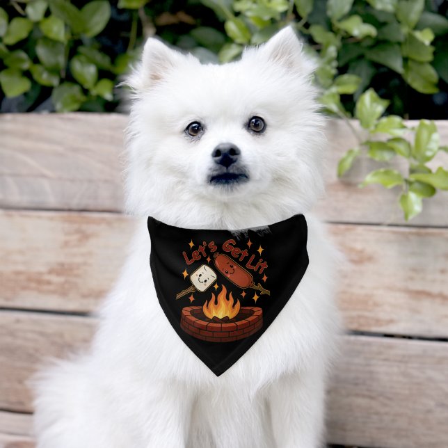 Let’s Get Lit Firepit – Cute Marshmallow & Hot Dog Pet Bandana Collar (Dog)