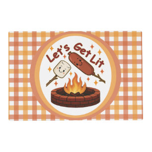 Let’s Get Lit Firepit – Cute Marshmallow & Hot Dog Placemat