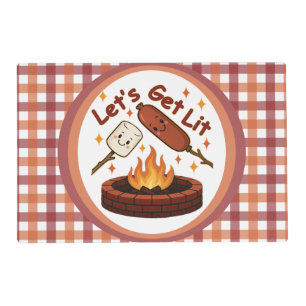 Let’s Get Lit Firepit – Cute Marshmallow & Hot Dog Placemat