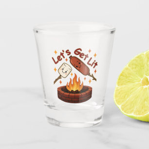Let’s Get Lit Firepit – Cute Marshmallow & Hot Dog Shot Glass