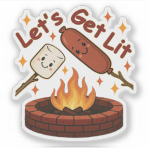 Let’s Get Lit Firepit – Cute Marshmallow & Hot Dog Sticker