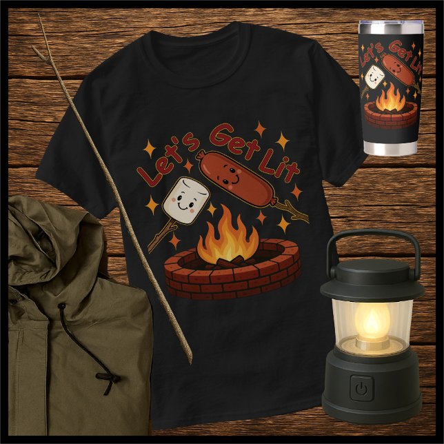 Let’s Get Lit Firepit – Cute Marshmallow & Hot Dog T-Shirt (Creator Uploaded)