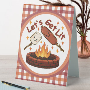 Let’s Get Lit Firepit – Cute Marshmallow & Hot Dog Table Tent