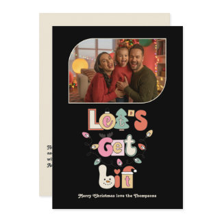 Let’s Get Lit Funny Modern Christmas Photo Holiday Card