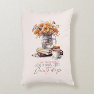 Let’s Get Lost – Books, Coffee & Rain Rustic Accent Pillow