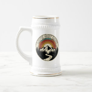 Let’s Get Lost Retro Mountain Adventure Outdoor Beer Stein