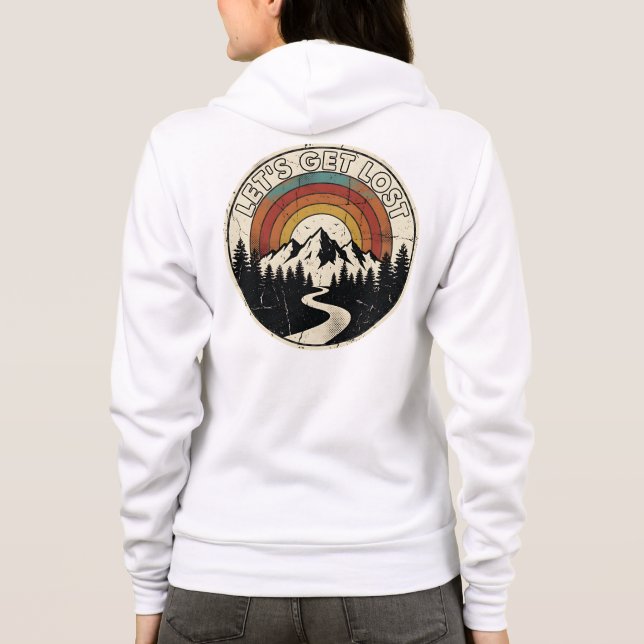 Let’s Get Lost Retro Mountain Adventure Outdoor Hoodie (Back)