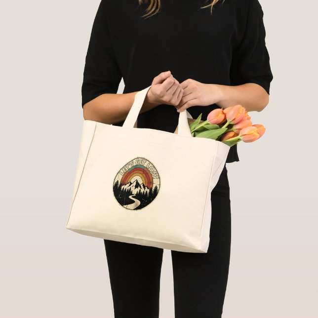 Let’s Get Lost Retro Mountain Adventure Outdoor Mini Tote Bag (Front (Product))
