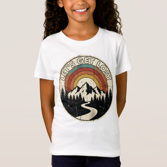 Let’s Get Lost Retro Mountain Adventure Outdoor T-Shirt (Front)