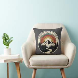 Let’s Get Lost Retro Mountain Adventure Outdoor Throw Pillow