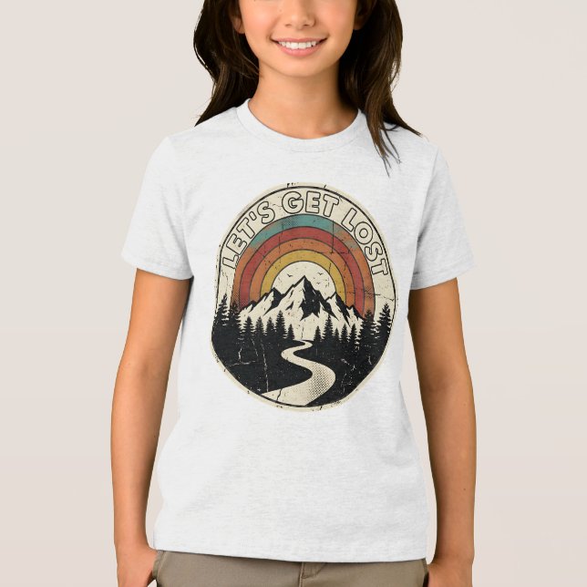 Let’s Get Lost Retro Mountain Adventure Outdoor Tri-Blend Shirt (Front)