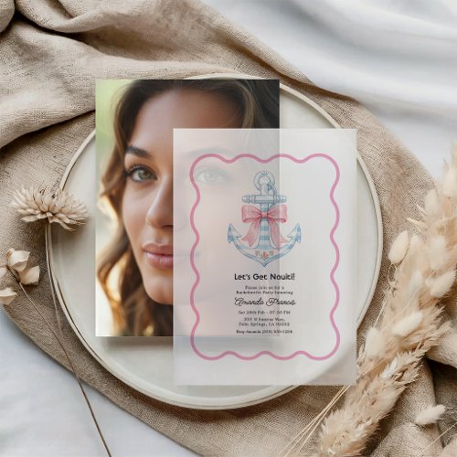 Let’s Get Nauti Palm Springs Bachelorette Party Vellum Invitations