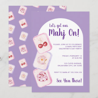 Let’s Get Our Mahj On Purple Galentine’s Day Invitation