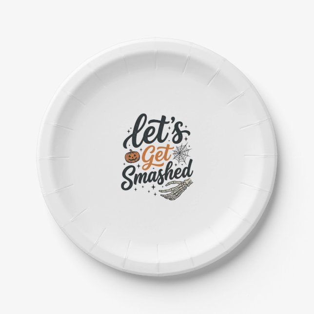 Let’s Get Smashed Halloween Pumpkin Paper Plates (Front)