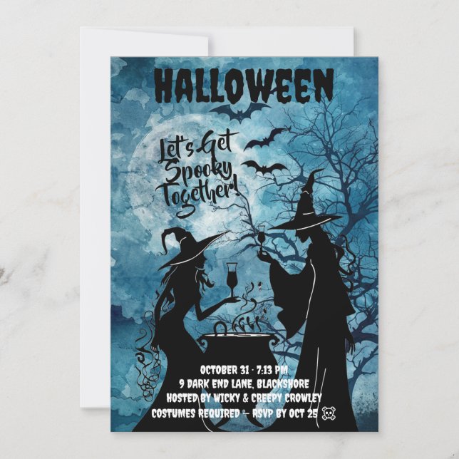 Let’s Get Spooky – Blue Halloween Invite (Front)