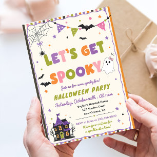 Let’s Get Spooky Colorful Whimsical Halloween Invitation