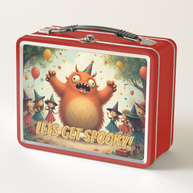 Let’s Get Spooky – Cute Monster Party Fun Metal Lunch Box (Front)