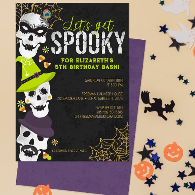 Let’s Get Spooky Halloween Birthday Invitation (Spooky Halloween Costume Birthday Party Invitation for Any Age)