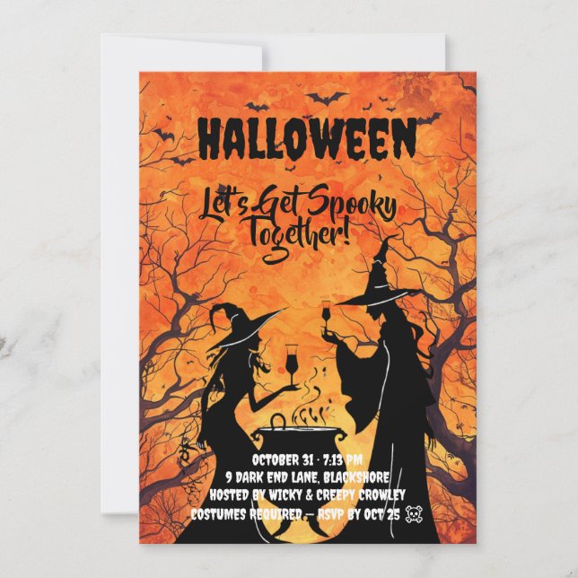 Let’s Get Spooky – Orange Halloween Invite (Front)
