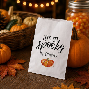 Let’s Get Spooky Watercolor Pumpkin Halloween Favor Bag