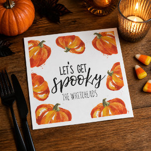 Let’s Get Spooky Watercolor Pumpkin Halloween Napkins