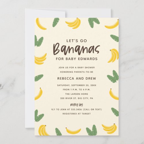 Lets Go Bananas Baby Shower Invitation