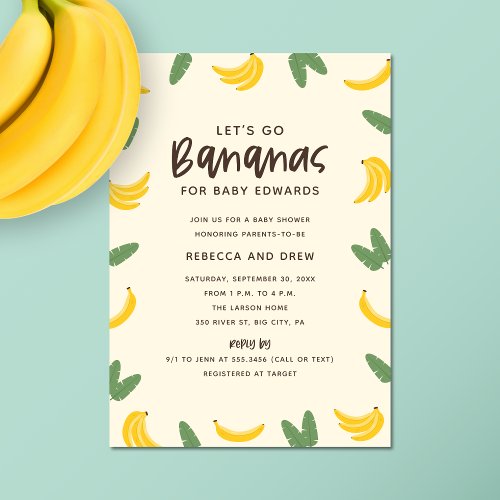 Letâs Go Bananas Baby Shower Invitation
