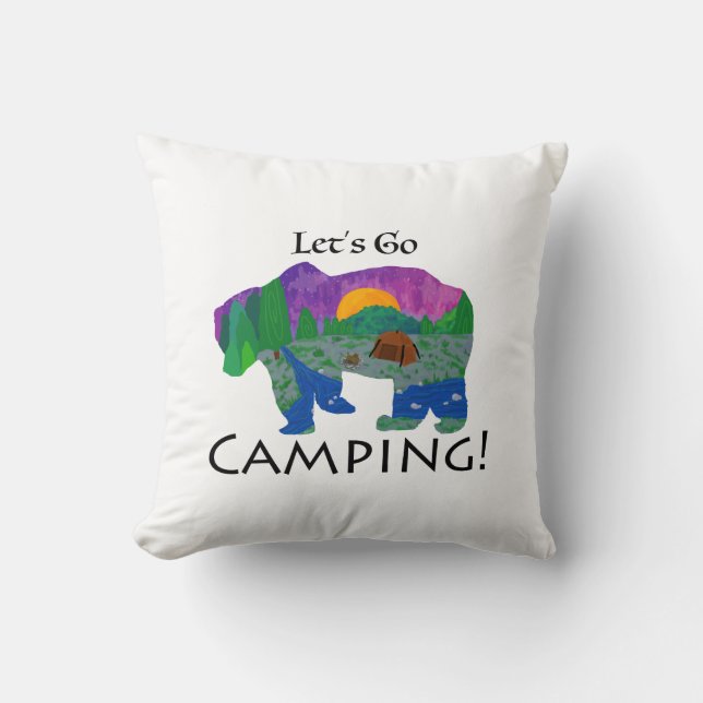 Let’s Go Camping Throw Pillow (Front)