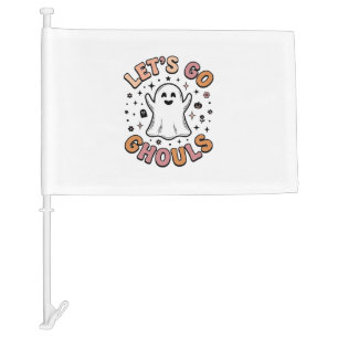 Let’s Go Ghouls Cute Halloween Ghost Car Flag