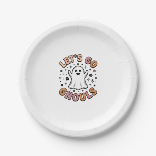 Let’s Go Ghouls Cute Halloween Ghost  Paper Plates