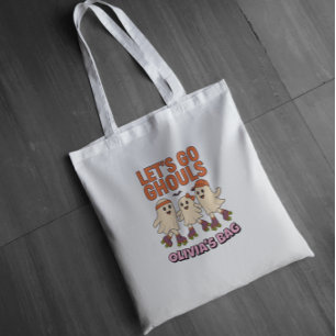Let’s Go Ghouls Roller Skate Halloween Name Tote Bag