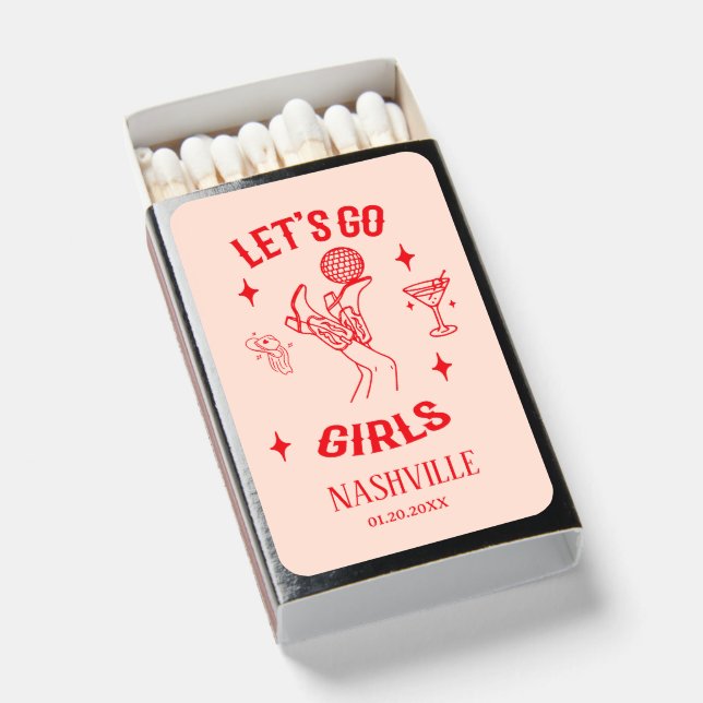 Let’s Go Girls Cowgirl Bachelorette Party Western Matchboxes (Front Open)