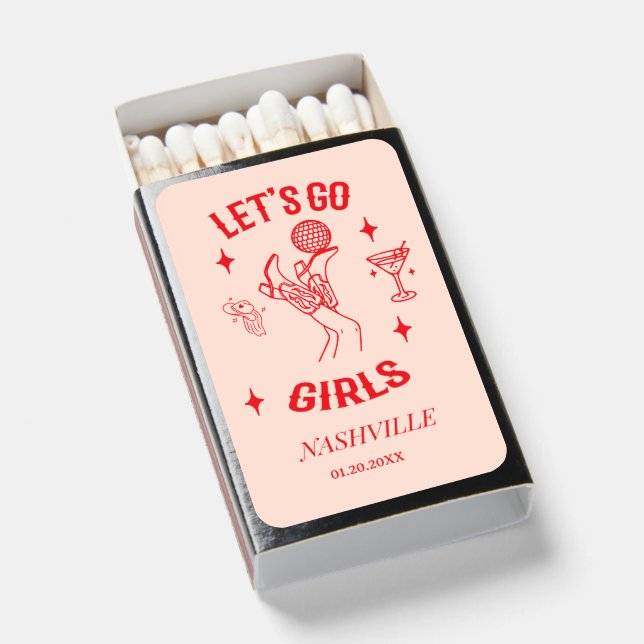 Let’s Go Girls Cowgirl Bachelorette Party Western Matchboxes (Front Open)