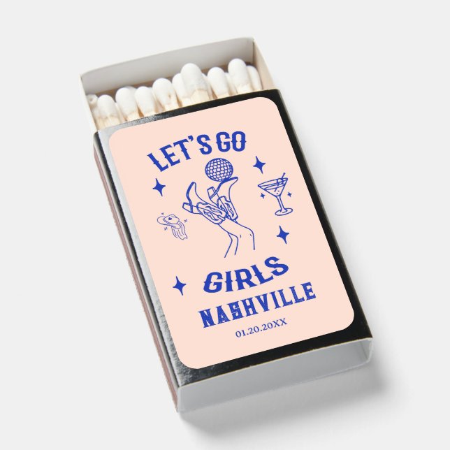 Let’s Go Girls Cowgirl Bachelorette Party Western Matchboxes (Front Open)