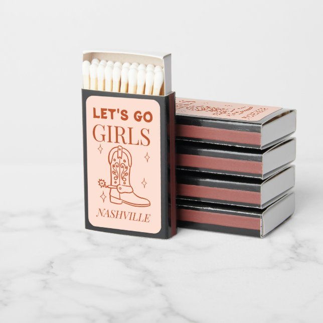 Let’s Go Girls Cowgirl Bachelorette Party Western Matchboxes (Stacked)