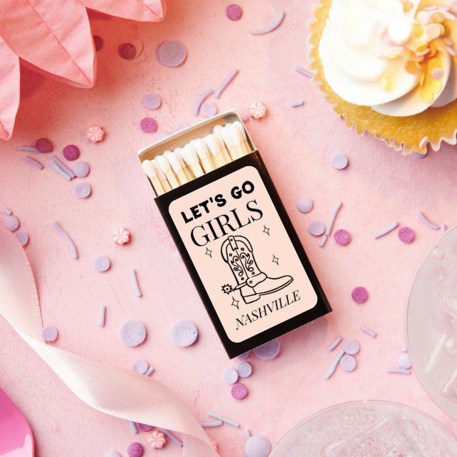 Let’s Go Girls Cowgirl Bachelorette Party Western Matchboxes (Insitu)