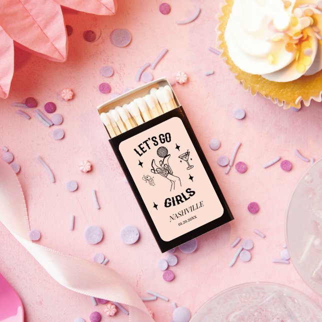 Let’s Go Girls Cowgirl Bachelorette Party Western Matchboxes (Insitu)