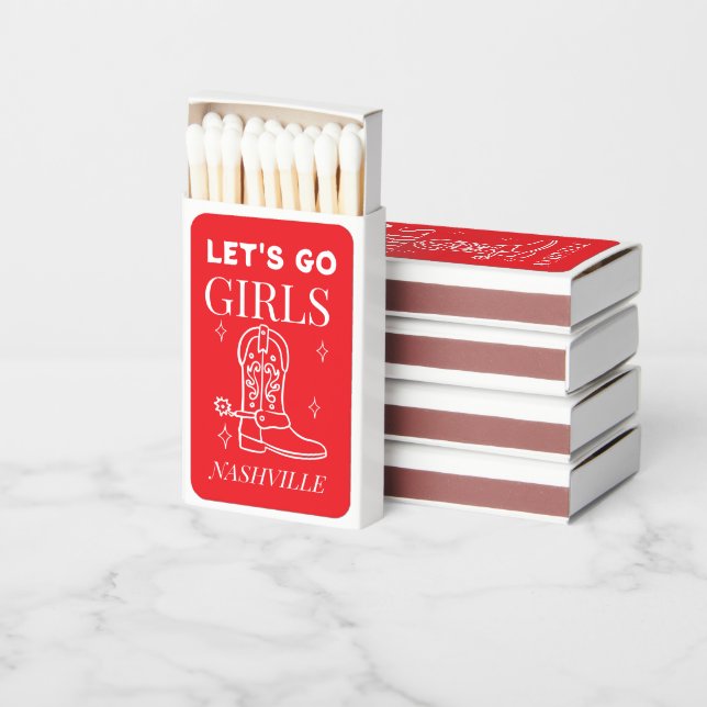Let’s Go Girls Cowgirl Bachelorette Party Western Matchboxes (Stacked)