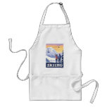 Let’s Go Skiing Vintage Print Adult Apron